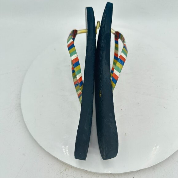 Tory Burch Women Size 9 Blue White Green Red Rubber Thong Slide Flip Flop Sandal - Picture 6 of 11